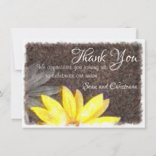 Simple Yellow and Grey Daisy Floral Watercolor Thank You Card