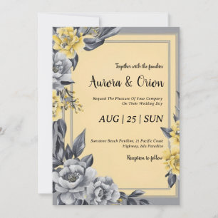 simple yellow and grey wedding invitations