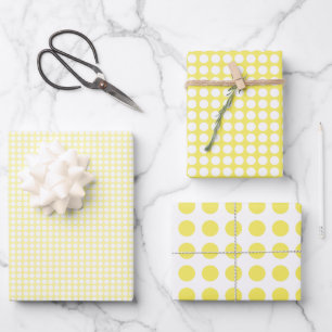 Simple Yellow and White Polka Dots Pattern Wrapping Paper Sheet