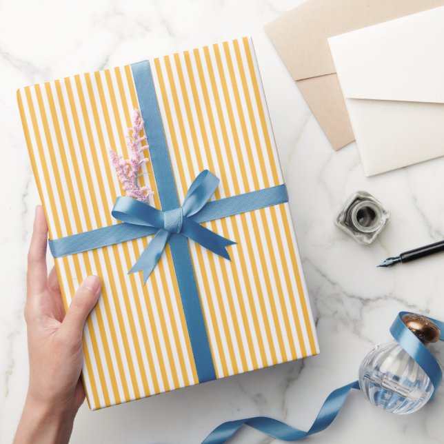 Simple Yellow and White Striped Wrapping Paper (Gifting)