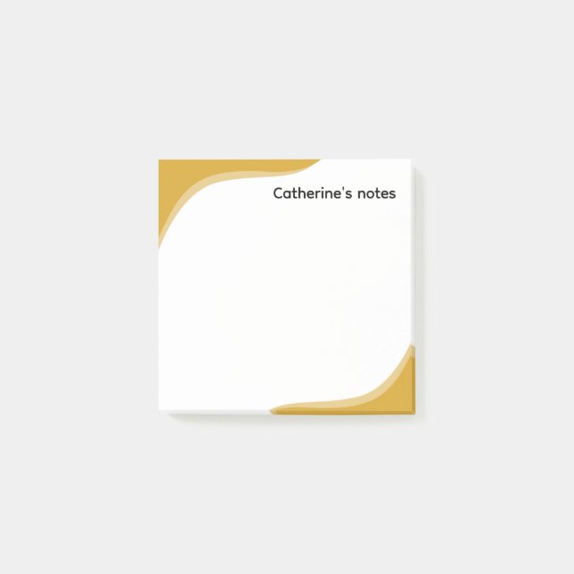 Simple yellow & black waves customisable post-it notes (Front)