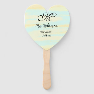 simple yellow blue watercolor teacher appreciation hand fan
