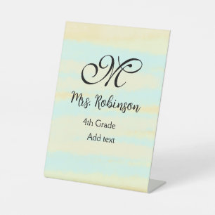 simple yellow blue watercolor teacher appreciation pedestal sign