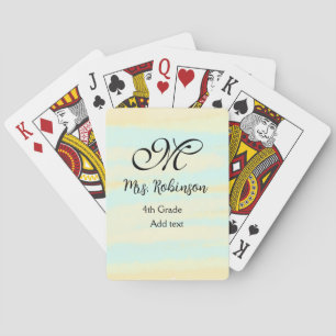 simple yellow blue watercolor teacher appreciation playing cards