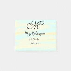 simple yellow blue watercolor teacher appreciation post-it notes