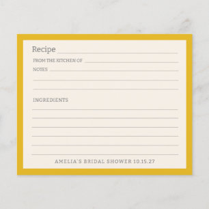 Simple Yellow Border Personalised Recipe Card