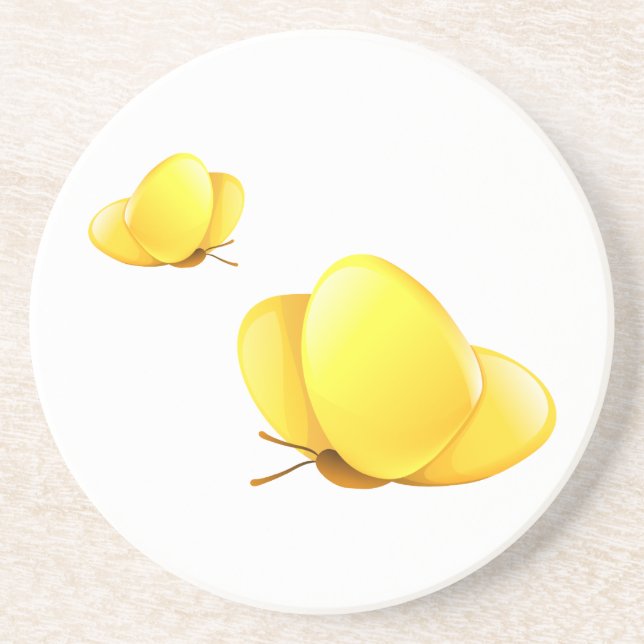 Simple Yellow Butterflies Coaster (Front)