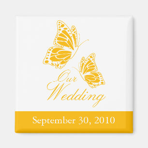 Simple Yellow Butterfly Wedding Announcement Magnet