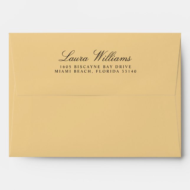 Simple Yellow Cabana Stripes and Return Address Envelope (Back (Top Flap))