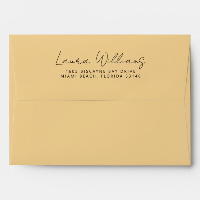 Simple Yellow Cabana Stripes Return Address Envelope (Back (Top Flap))