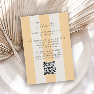 Simple Yellow Cabana Stripes Wedding Details Enclosure Card
