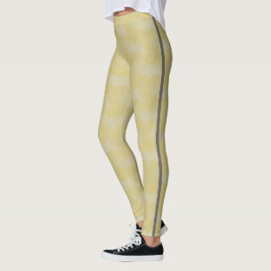 Simple Yellow Chequered Ceramic Tiles with Lines Leggings