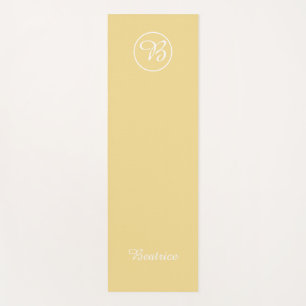 Simple yellow colour block monogram and name yoga mat