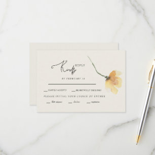 Simple Yellow Floral Stem Cream RSVP  Card
