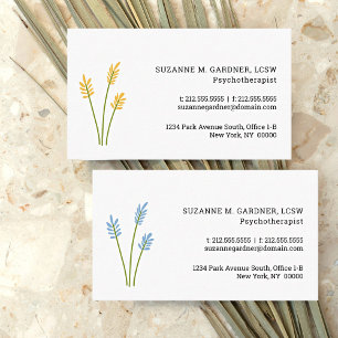 Simple Yellow Flower Psychotherapist Business Card