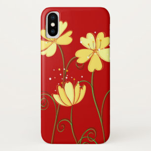 Simple Yellow Flowers On Red Case-Mate iPhone Case