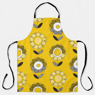 Simple Yellow Folk Floral Pattern Apron