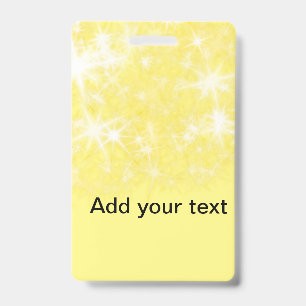 Simple yellow glitter sparkle stars add your text ID badge