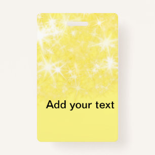 Simple yellow glitter sparkle stars add your text ID badge