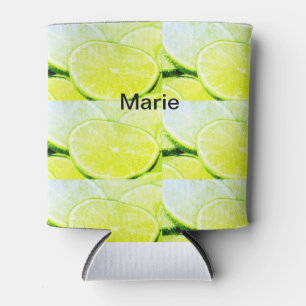 Simple yellow green lemon add name minimal custom can cooler