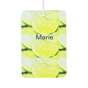 Simple yellow green lemon add name minimal custom  car air freshener