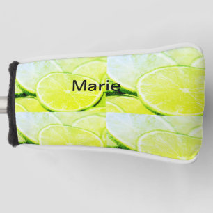 Simple yellow green lemon add name minimal custom golf head cover