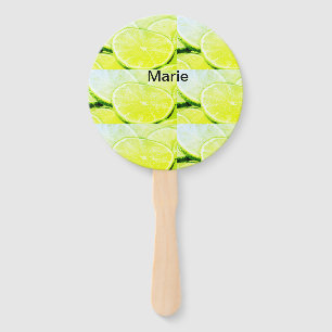 Simple yellow green lemon add name minimal custom hand fan