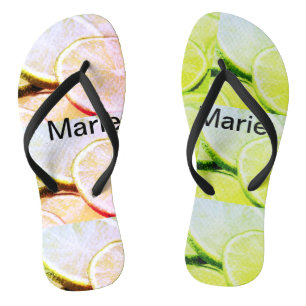 Simple yellow green lemon add name minimal custom jandals