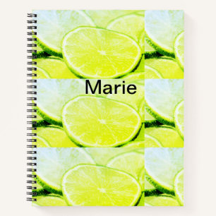 Simple yellow green lemon add name minimal custom  notebook