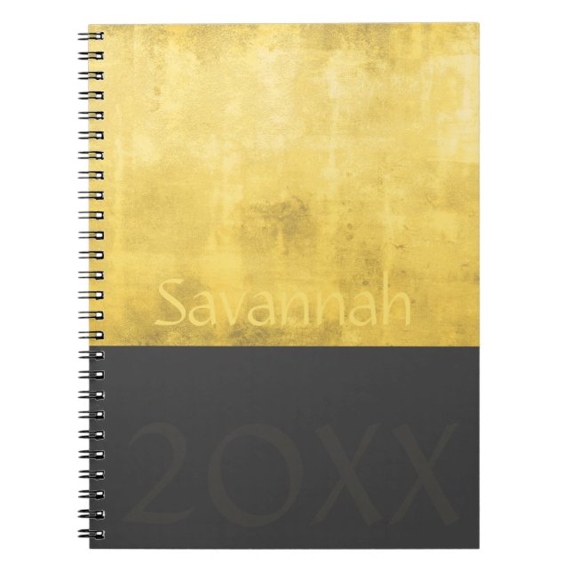 Simple Yellow Grey Abstract Your Name Notebook (Front)