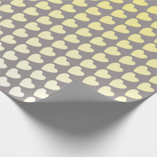 Simple Yellow Grey Heart Pattern Girly Pattern Wrapping Paper