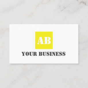 Simple yellow grey Monogram Construction Electric Business Card