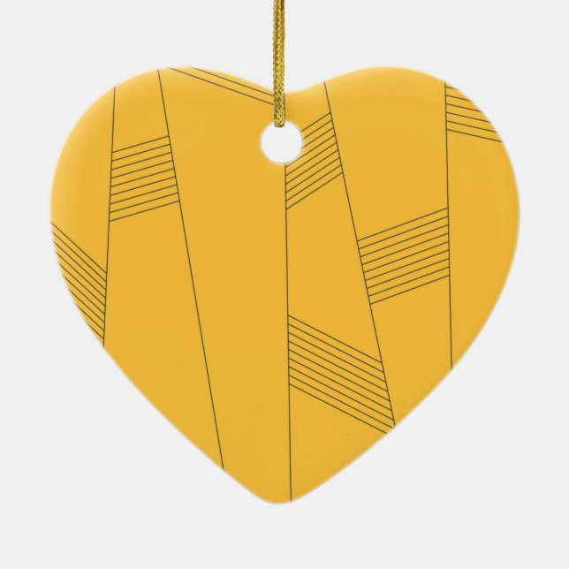 Simple, yellow, modern abstract graphic design ceramic tree decoration (Back)