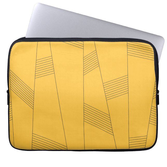 Simple, yellow, modern abstract graphic design laptop sleeve (Front)