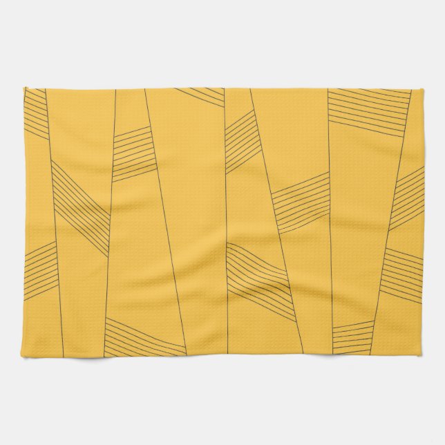 Simple, yellow, modern abstract graphic design tea towel (Horizontal)