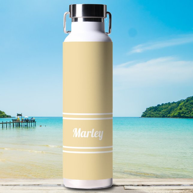 Simple Yellow Modern Custom Name Stylish Colourful Water Bottle (Creator Uploaded)