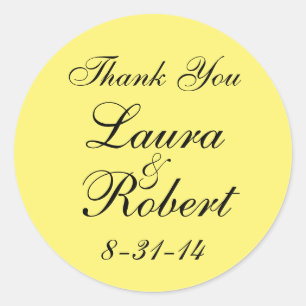 Simple Yellow Monogram Classic Round Sticker