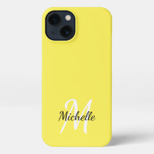 Simple Yellow Monogram Name + Initial iPhone 13 Case