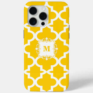 Simple Yellow Pattern Monogram iPhone 15 Pro Max Case
