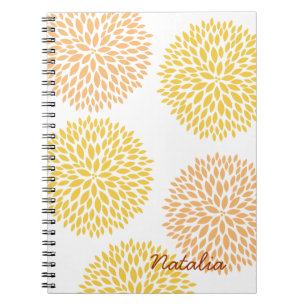 Simple Yellow Peach Flowers Spiral Notebook