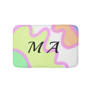 Simple yellow pink watercolor add your monogram bath mat