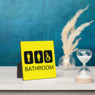 Simple Yellow Restroom Bathroom Toilet ADA Plaque