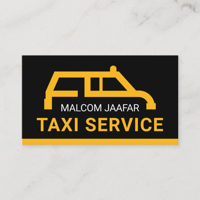 Simple Yellow Taxi Car Your Name Business Card (Front)