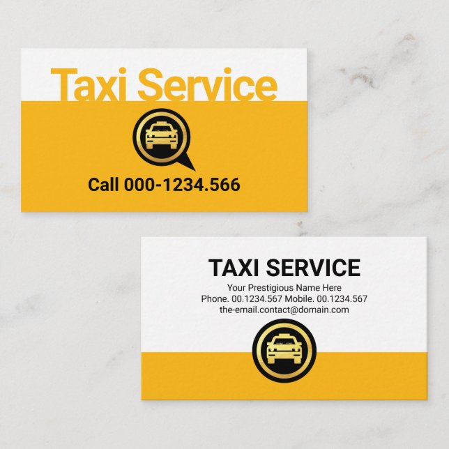 Simple Yellow Taxi Service Layer Business Card (Front/Back)