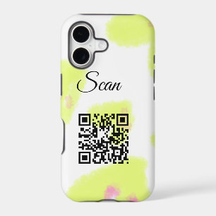 Simple yellow watercolor add Q R code scan text Th