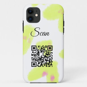 Simple yellow watercolor add Q R code scan text Th Case-Mate iPhone Case