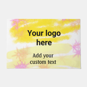 Simple yellow watercolor add your logo custom text doormat