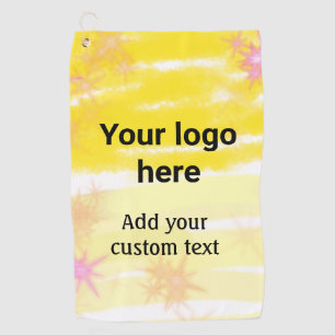 Simple yellow watercolor add your logo custom text golf towel