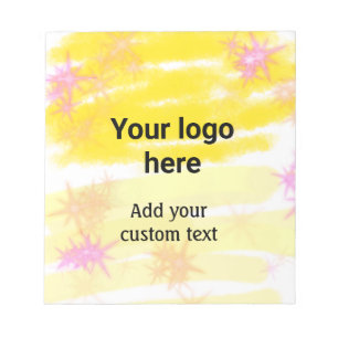 Simple yellow watercolor add your logo custom text notepad