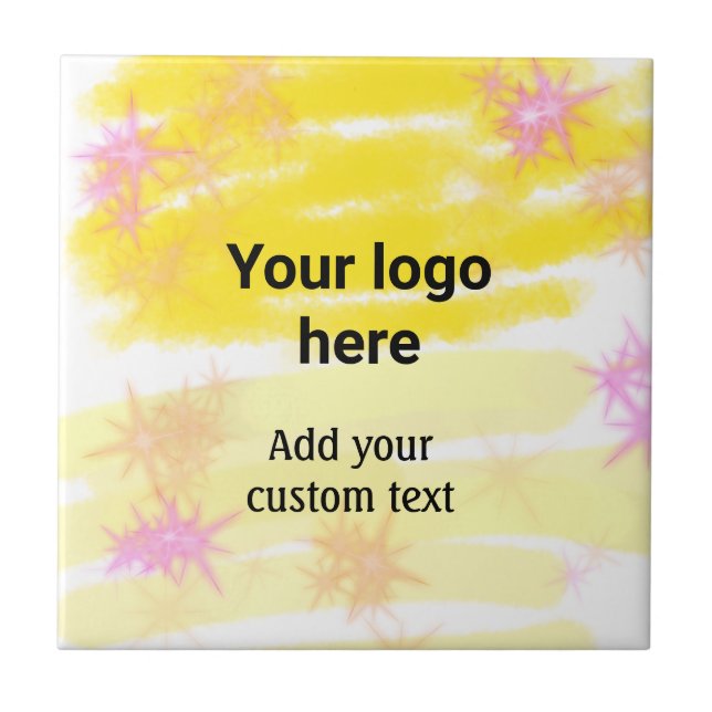 Simple yellow watercolor add your logo custom text tile (Front)